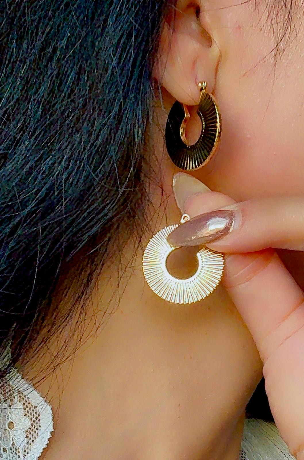 Gold Textured Hoop Earrings – Modern Statement Design