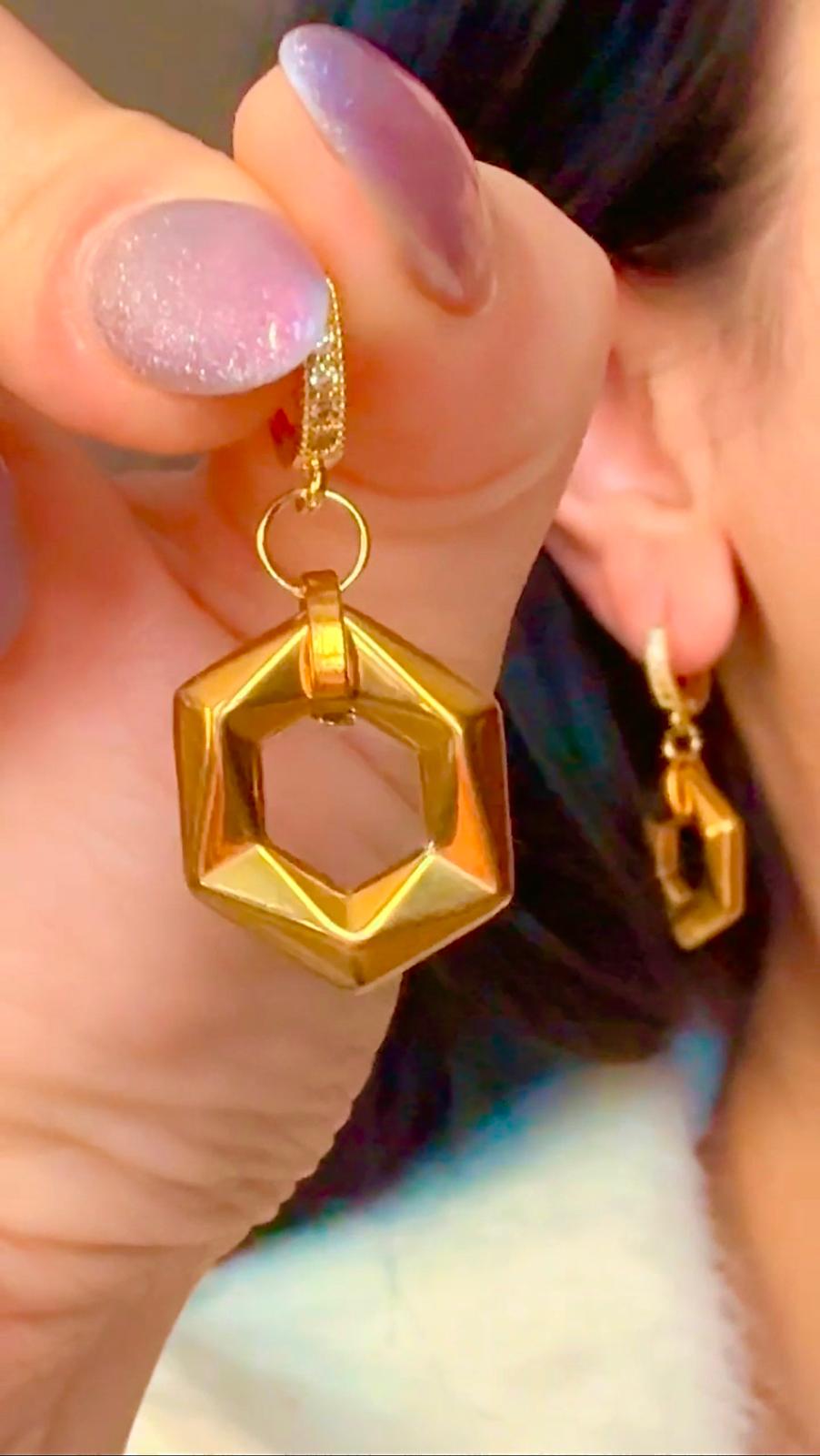 Hexagon Earrings: 18K Gold Plated Earrings for Every Occasion