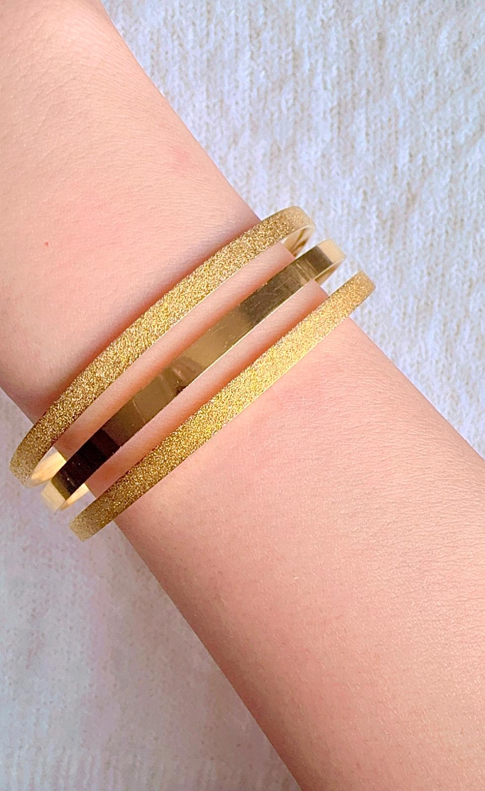 Trio of Matching Gold Stackable Bangles