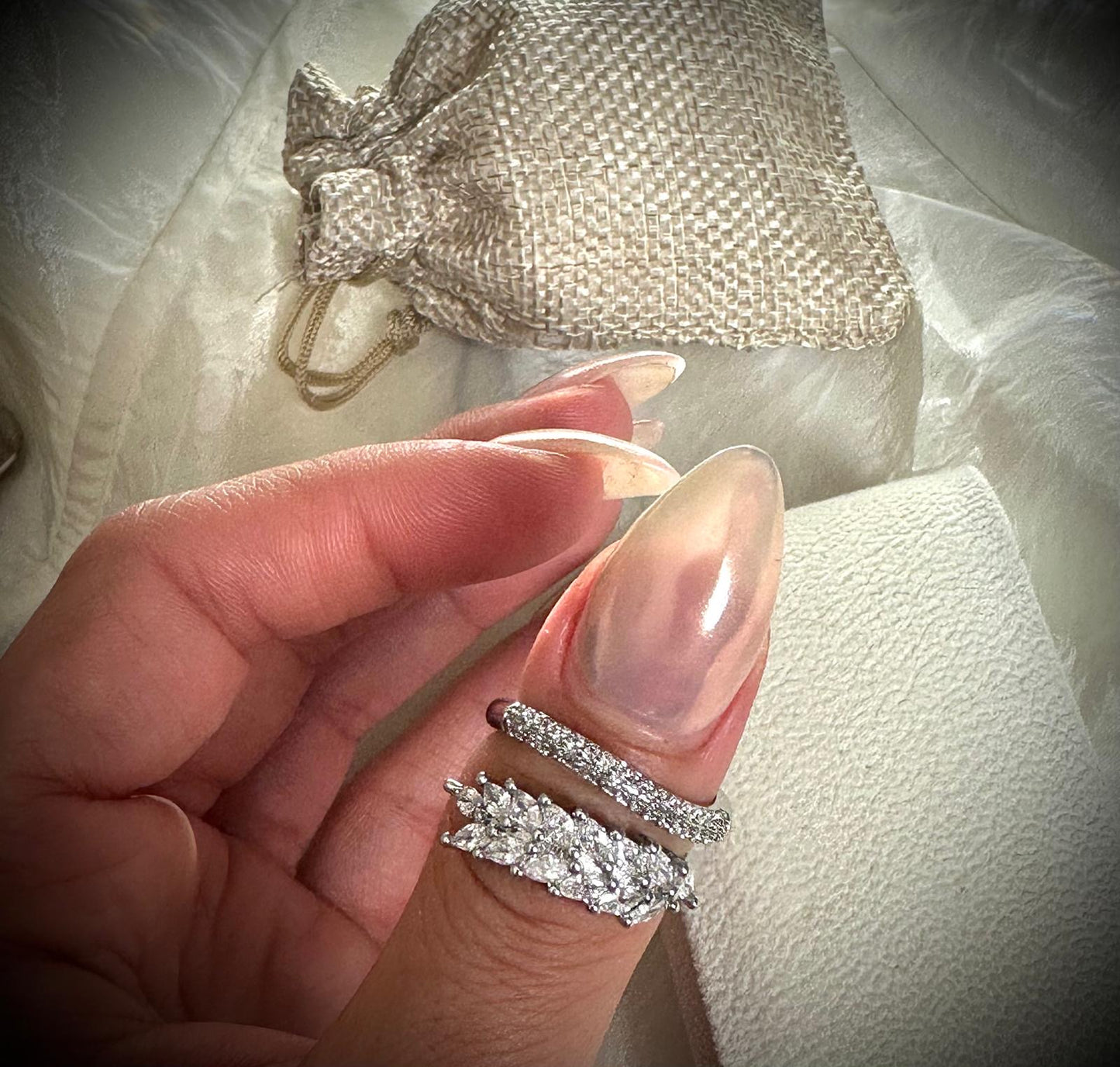 silver zircon diamond ~ring