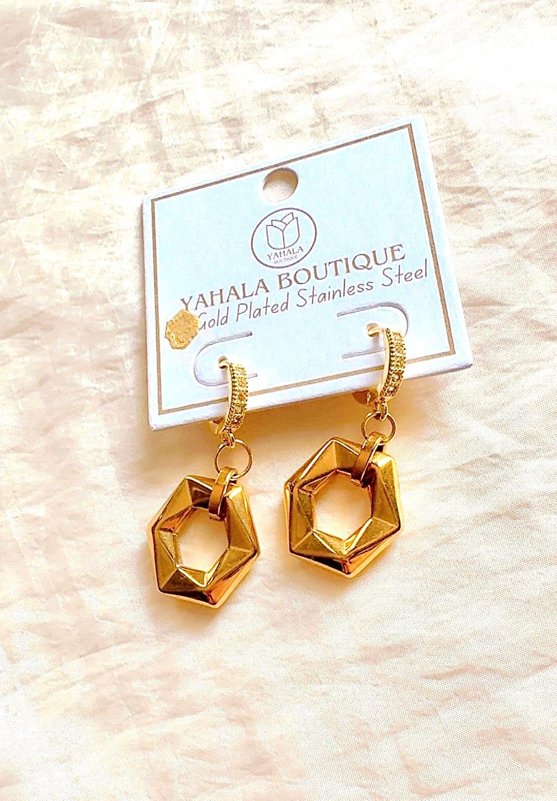 Hexagon Earrings: 18K Gold Plated Earrings for Every Occasion