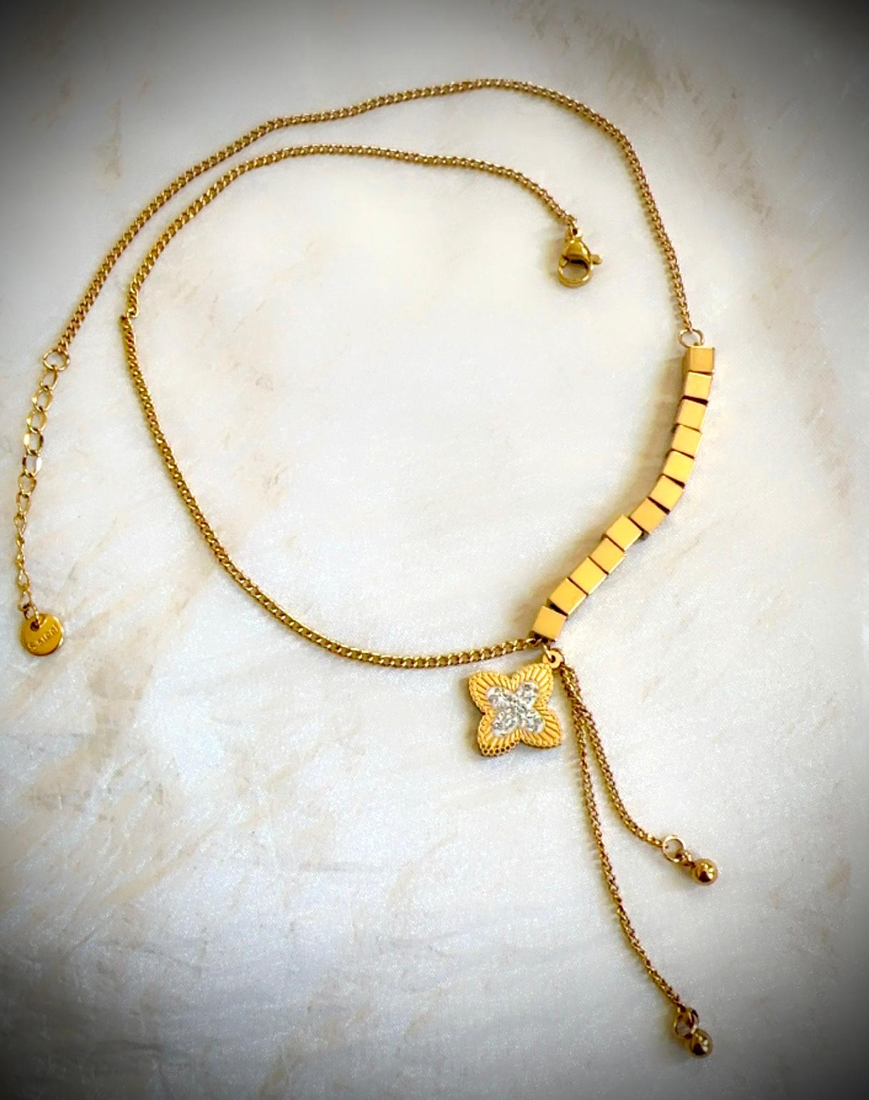 Zircon Star & Square Beads Necklace – Shine with Celestial Elegance
