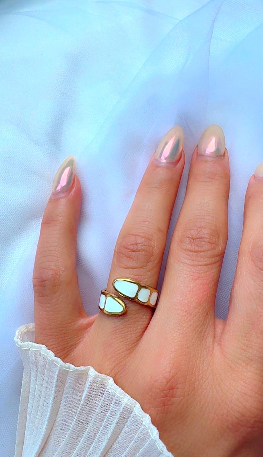 18k gold plated stainless steel shell-pattern ring – non tarnish and waterproof
