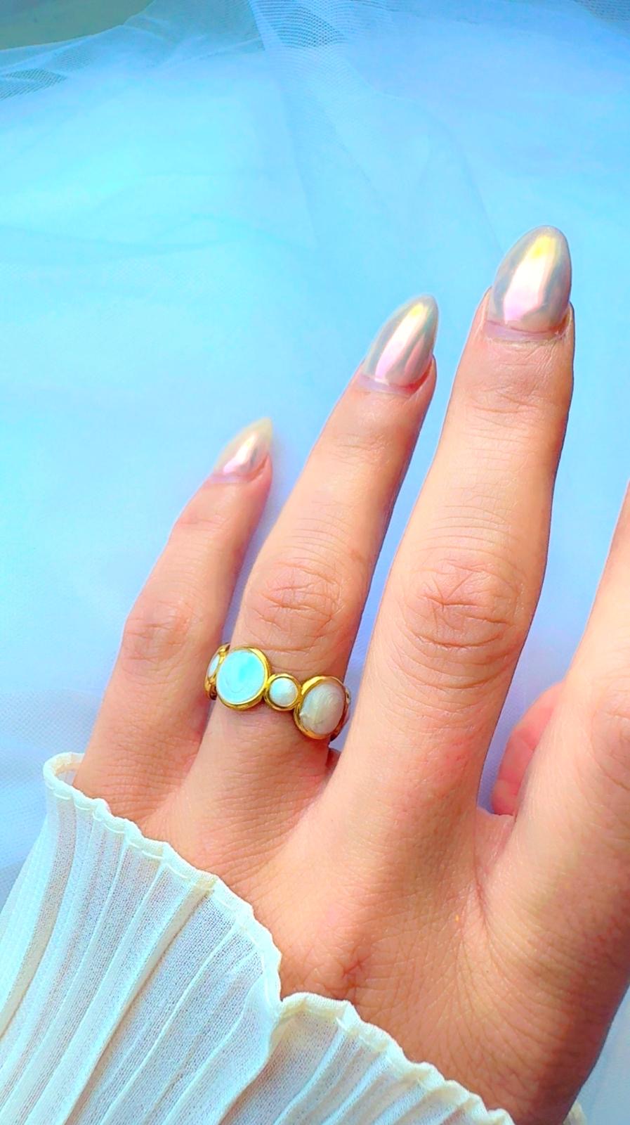 Gold Triple Shell Inlay Ring –Adjusted, 18K Gold Plated Stainless Steel