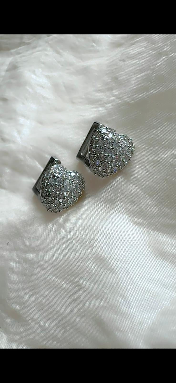 Zircon Heart Stud Earrings
