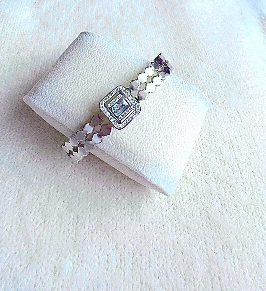 Square Gemstone with Rhinestones Bangle