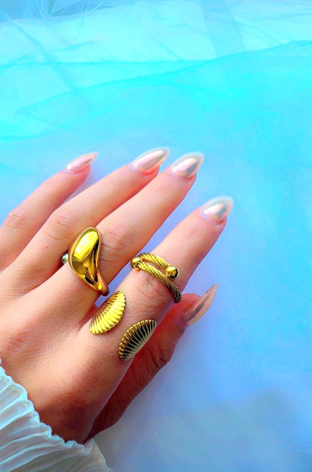 Modern two-tone dome ring, non tarnish and waterproof jewelry piece