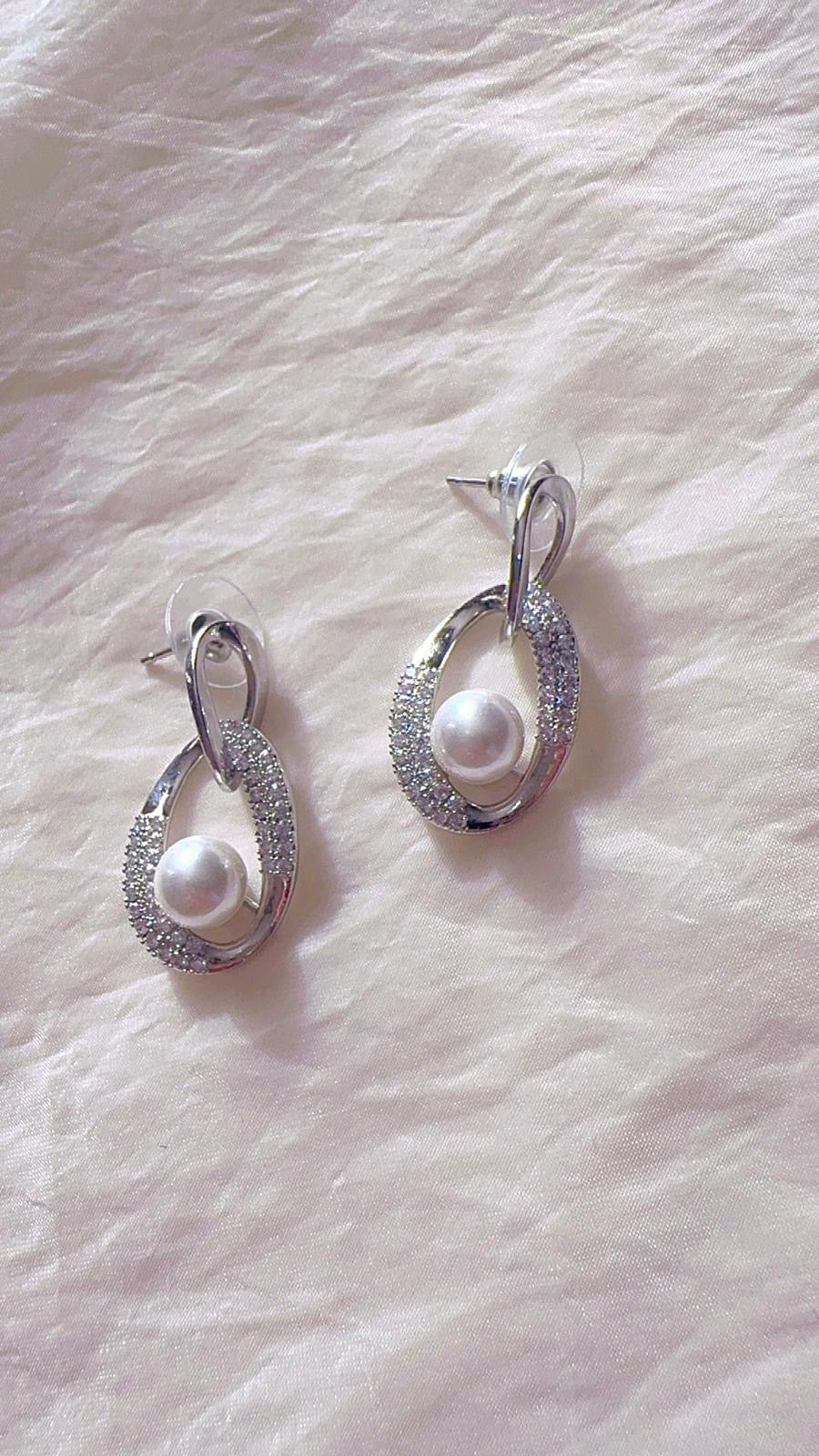 Zircon Link Chain Hoop Earrings