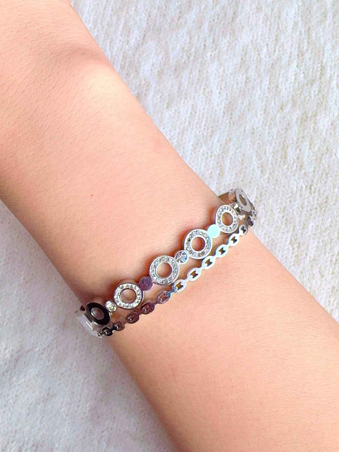 Double Layered Silver Bangle