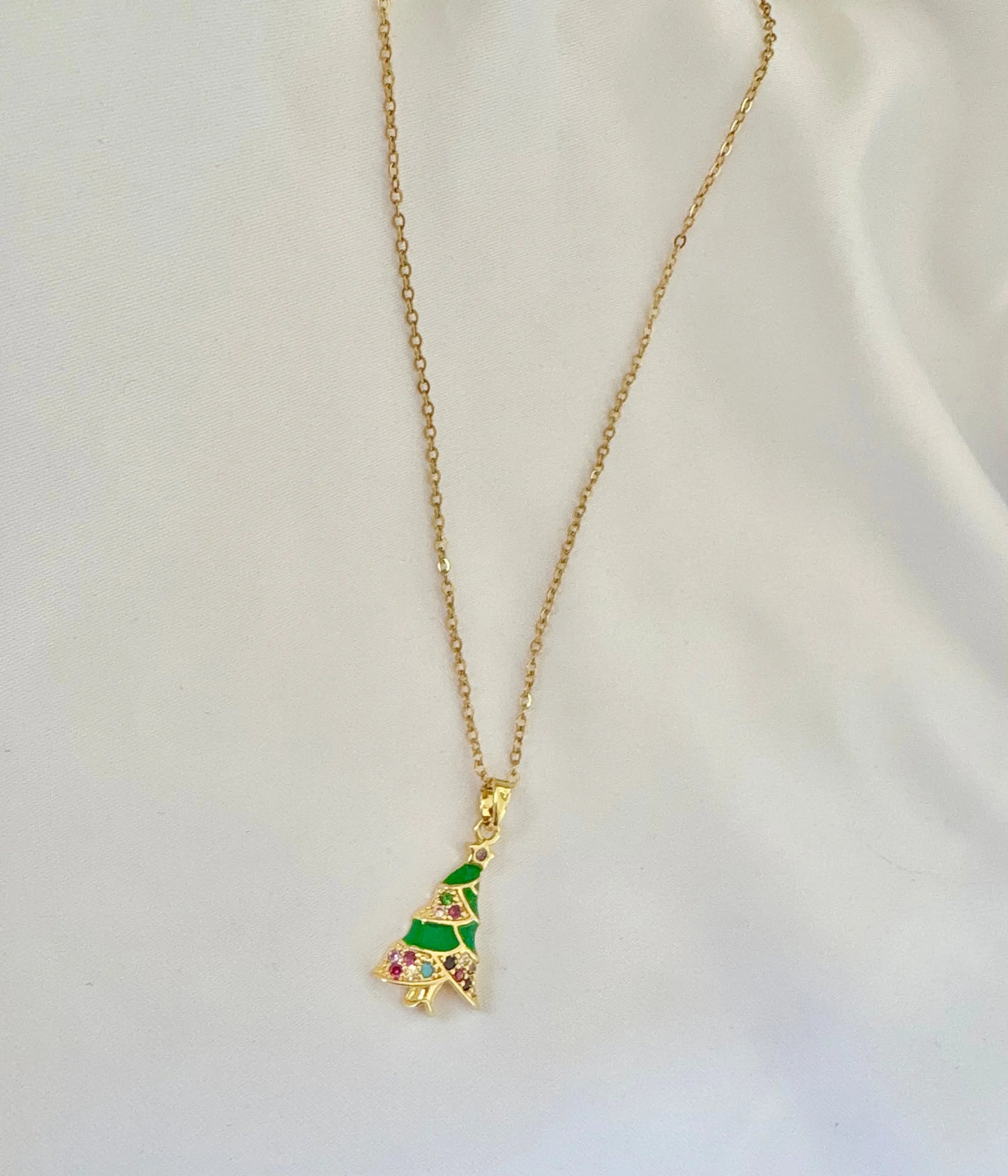 Green Christmas Tree Pendant Necklace – Non Tarnish Yahala Boutique