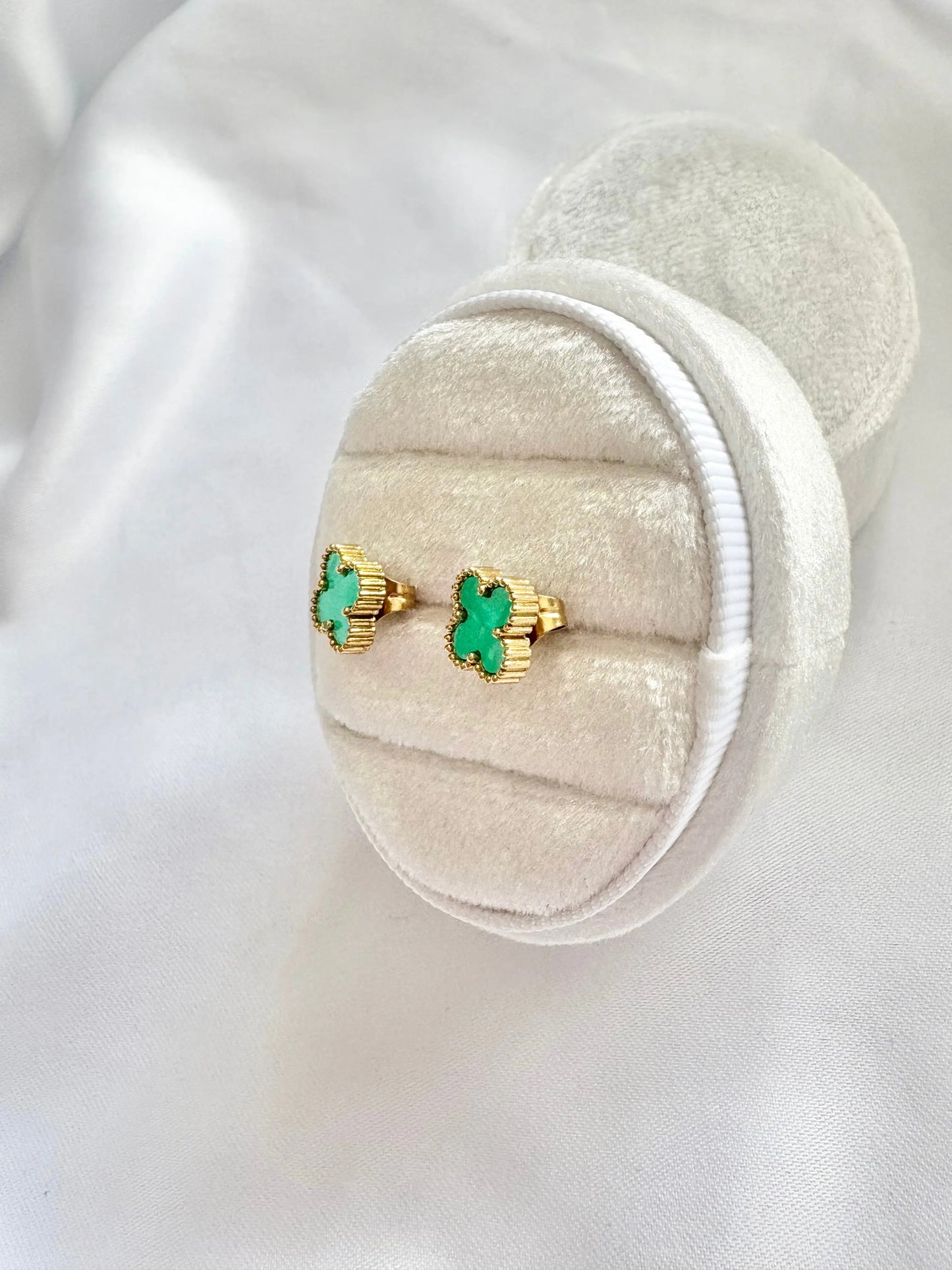 18K Gold Plated Turquoise Clover Stud Earrings Yahala Boutique