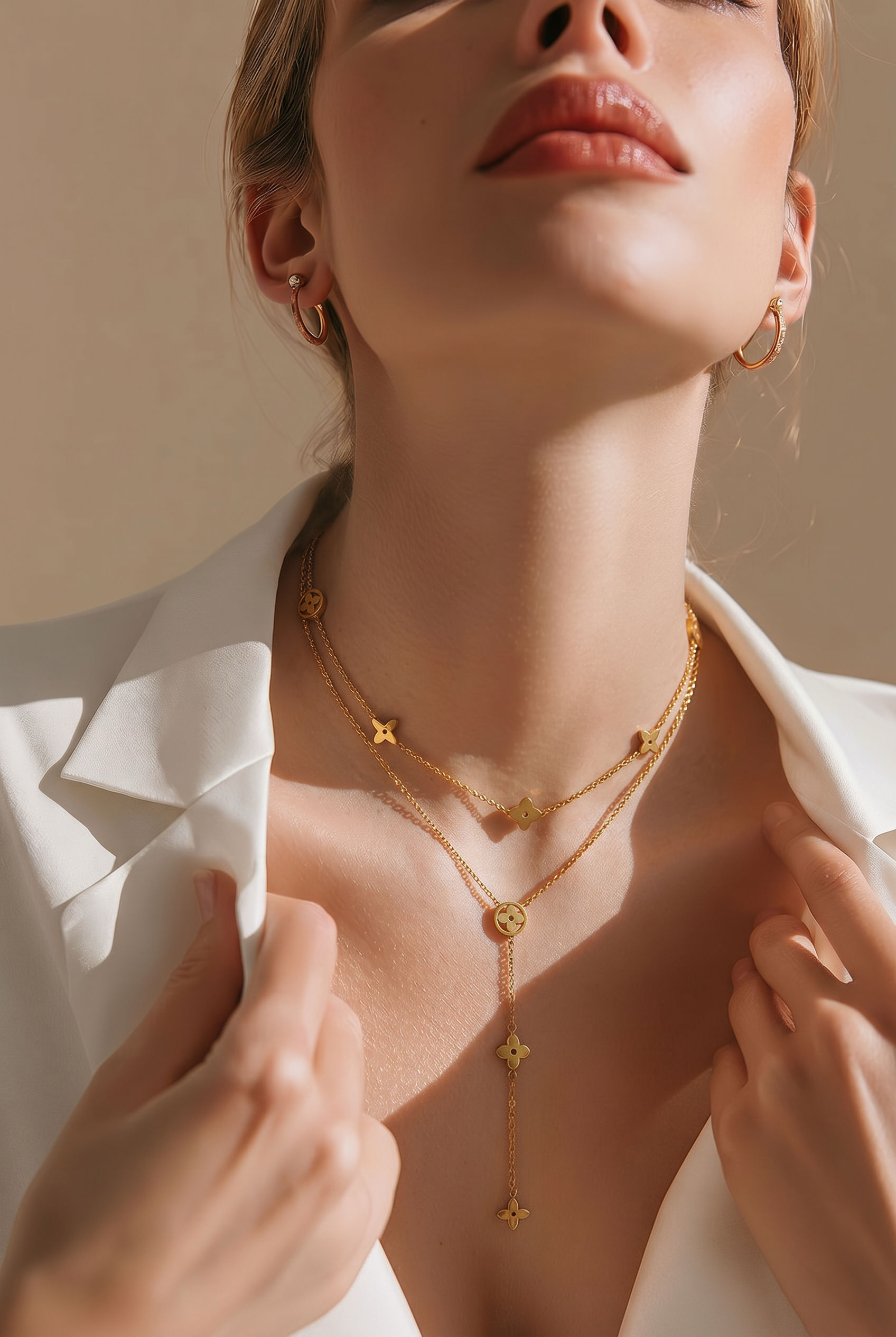 yuki⭐︎新品未使用 LETICIA HOOK-ALLURE(Gold) Dainty Clover Double Layer Necklace in Gold – Yahala Boutique