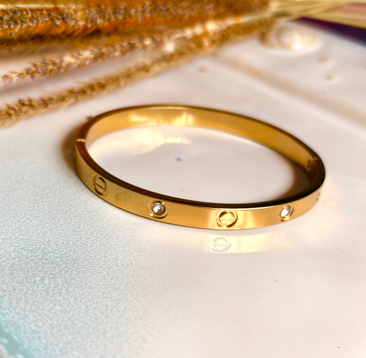 The Screw and cubic zircon Bangle - Elegant Radiance, Timeless Appeal