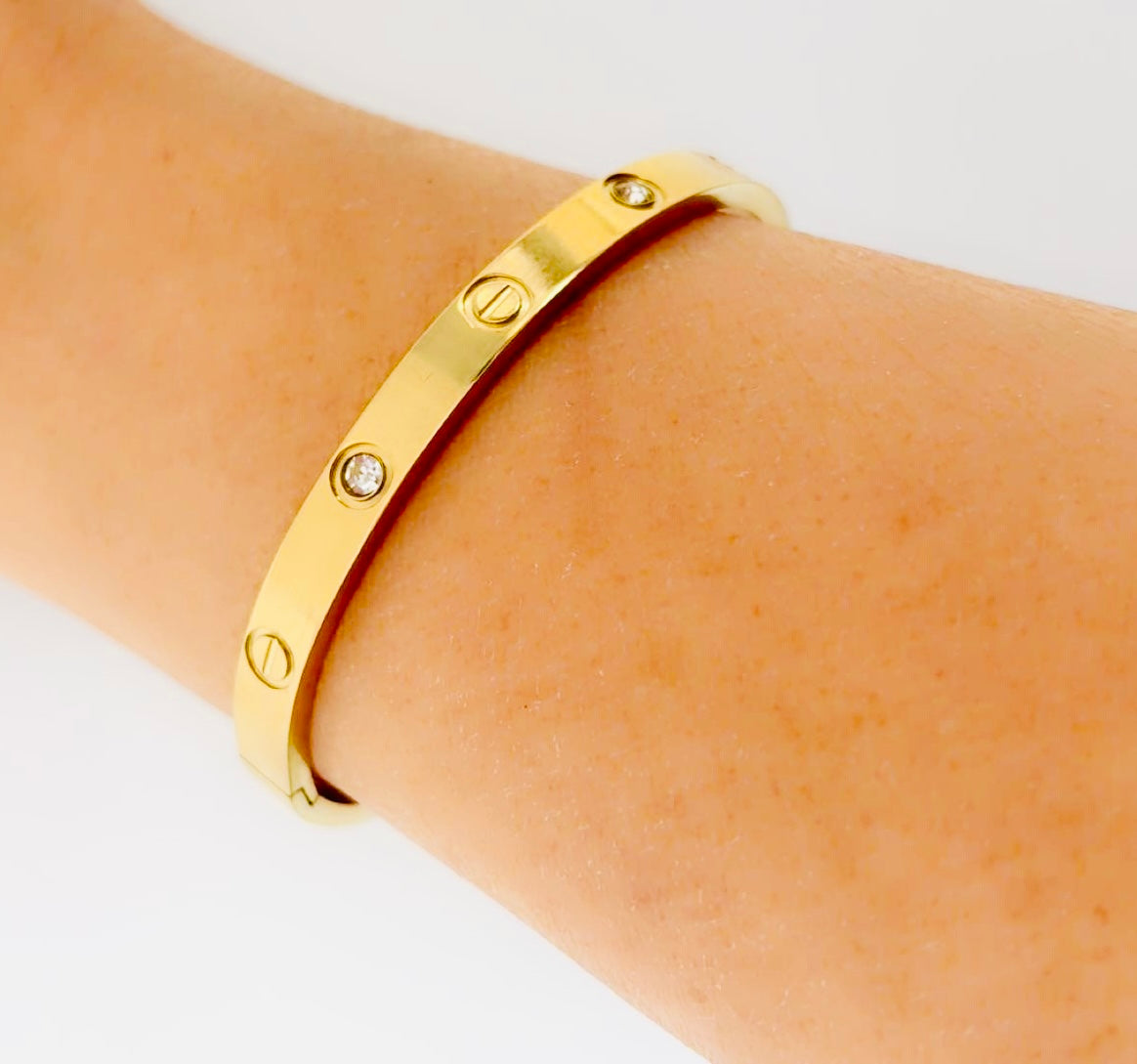 The Screw and cubic zircon Bangle - Elegant Radiance, Timeless Appeal