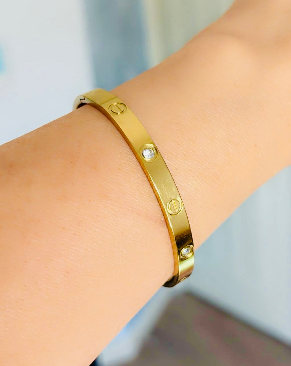 The Screw and cubic zircon Bangle - Elegant Radiance, Timeless Appeal