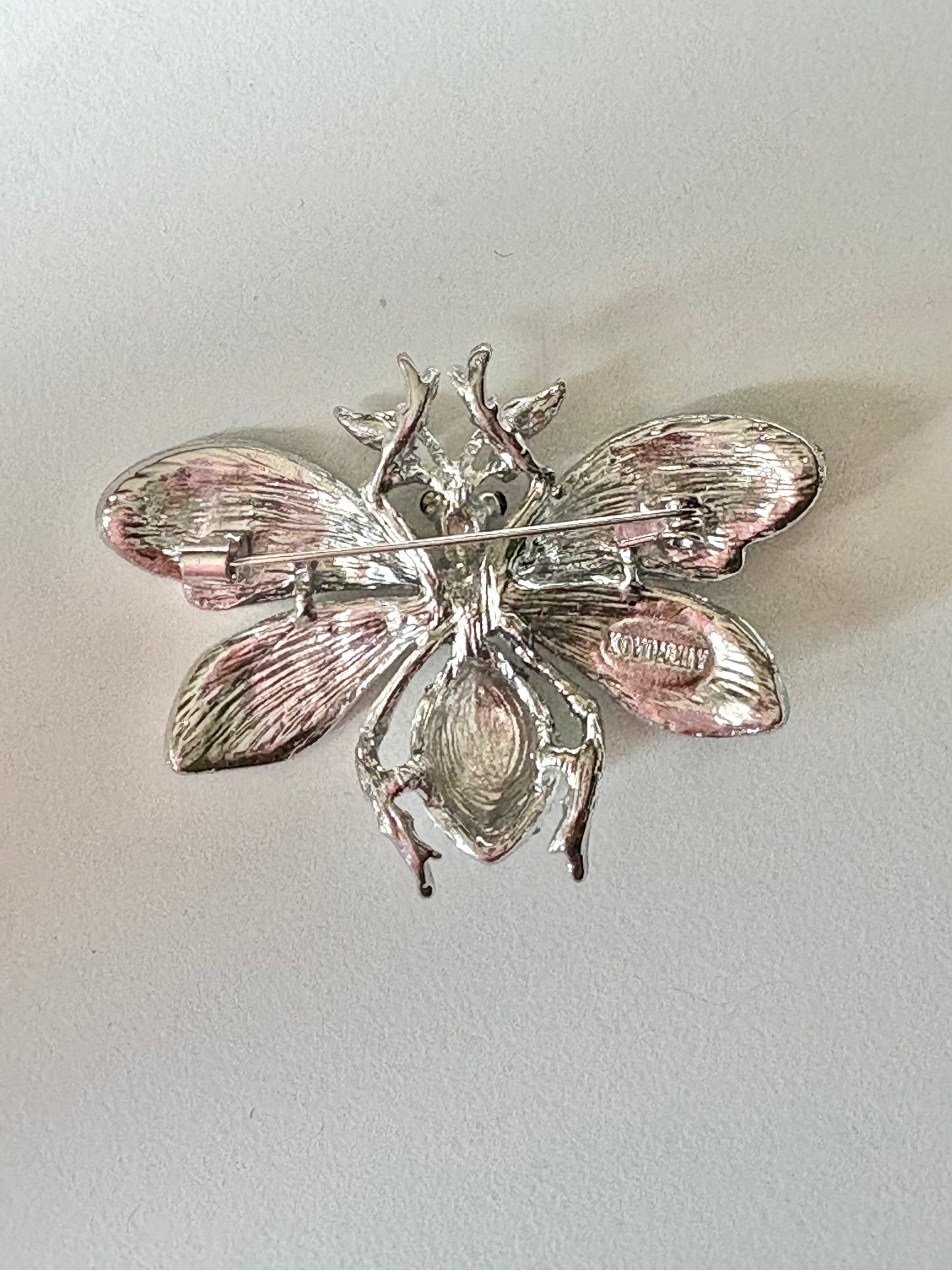 The back of the butterfly brooch