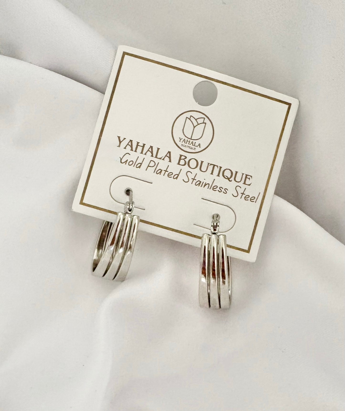 Silver Layered Hoop Earrings – Stainless Steel (2.5cm)