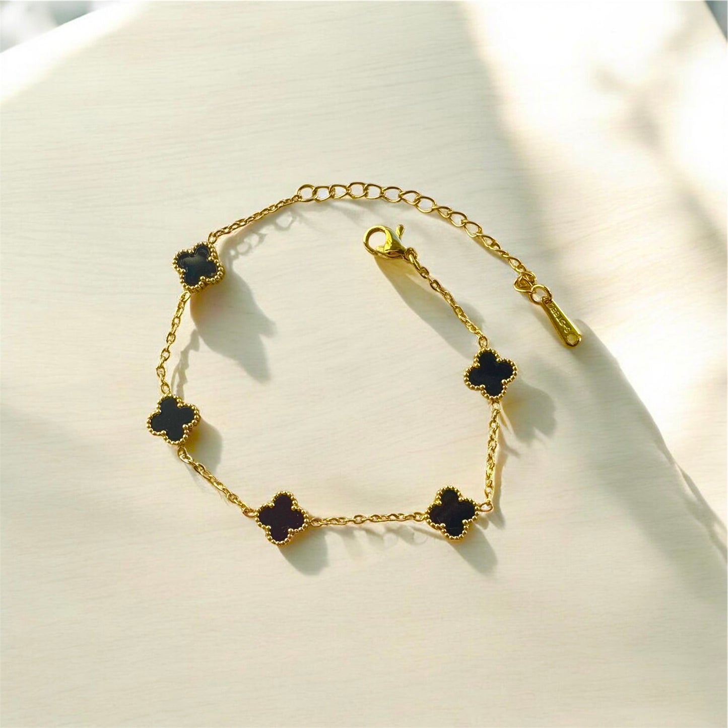 Black Clover Gold Bracelet – 18K Gold Plated, Non-Tarnish