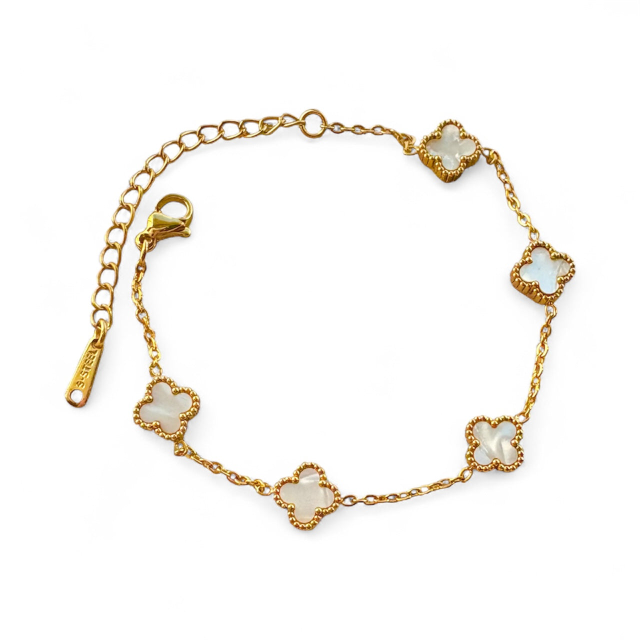 White Clover Gold Bracelet – 18K Gold Plated, Non-Tarnish