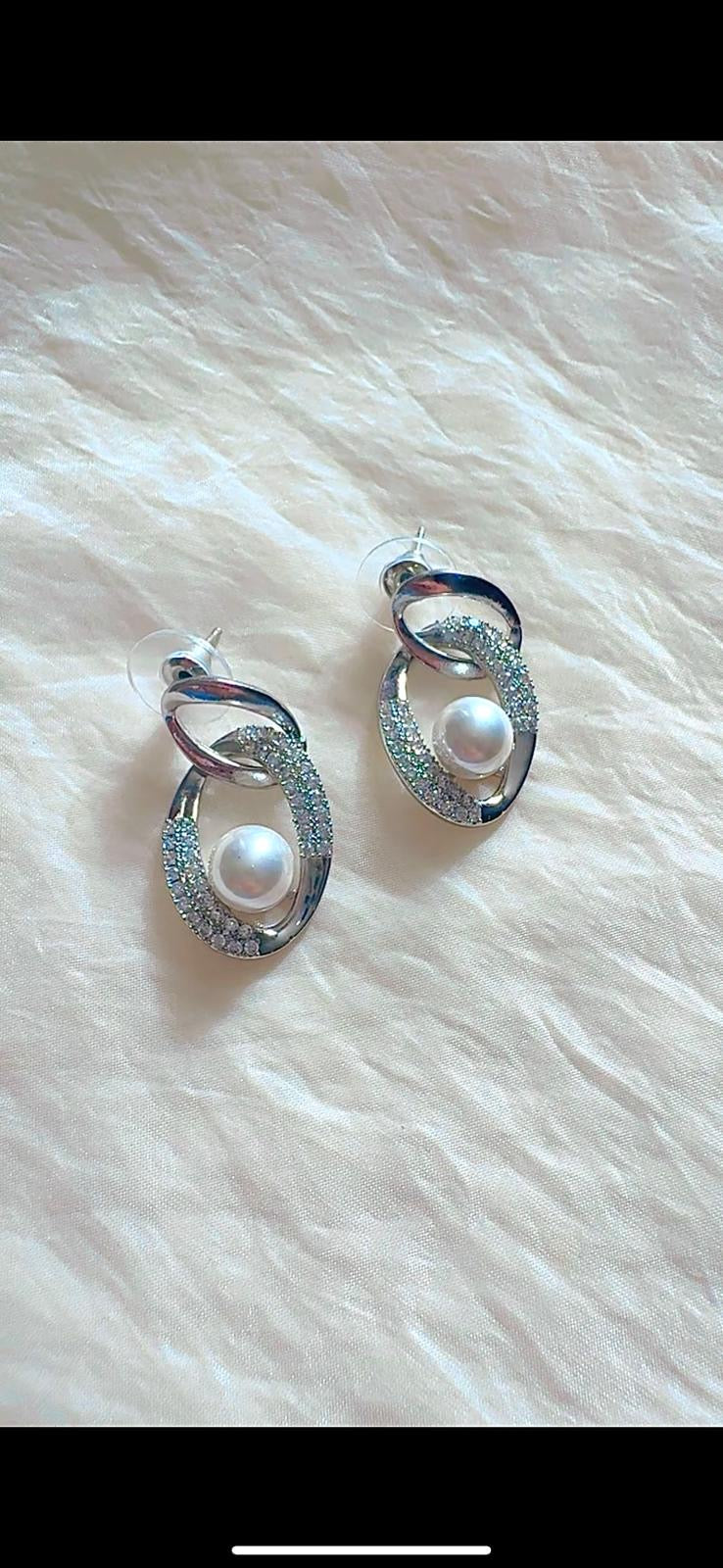 Zircon Link Chain Hoop Earrings