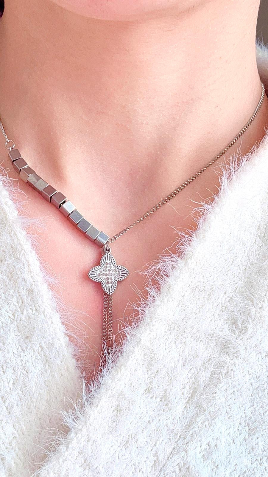 Zircon Star & Square Beads Necklace – Shine with Celestial Elegance