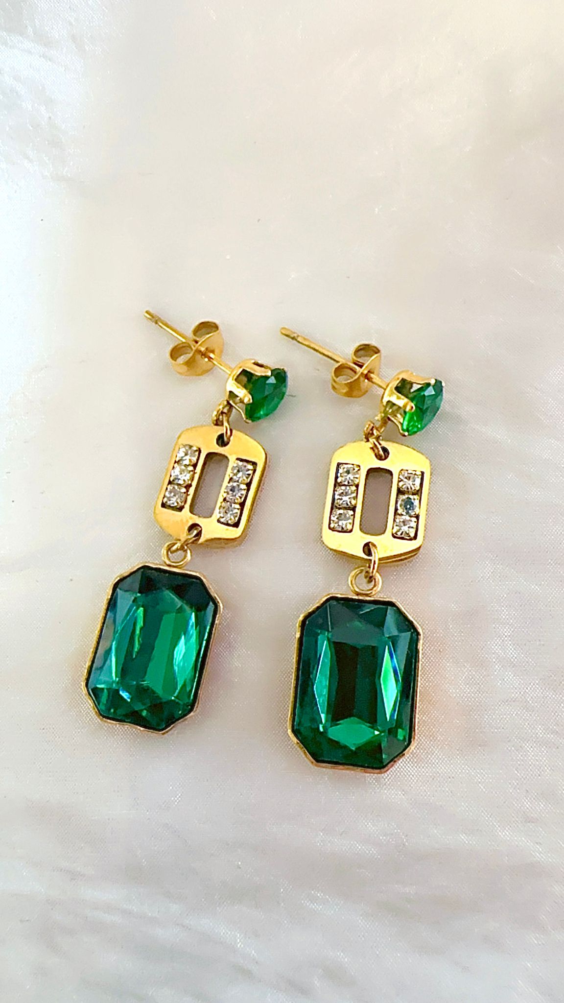 Emerald Zircon Dangle Earrings