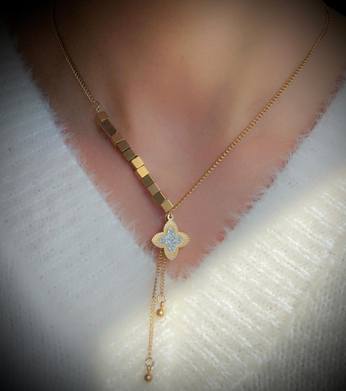 Zircon Star & Square Beads Necklace – Shine with Celestial Elegance
