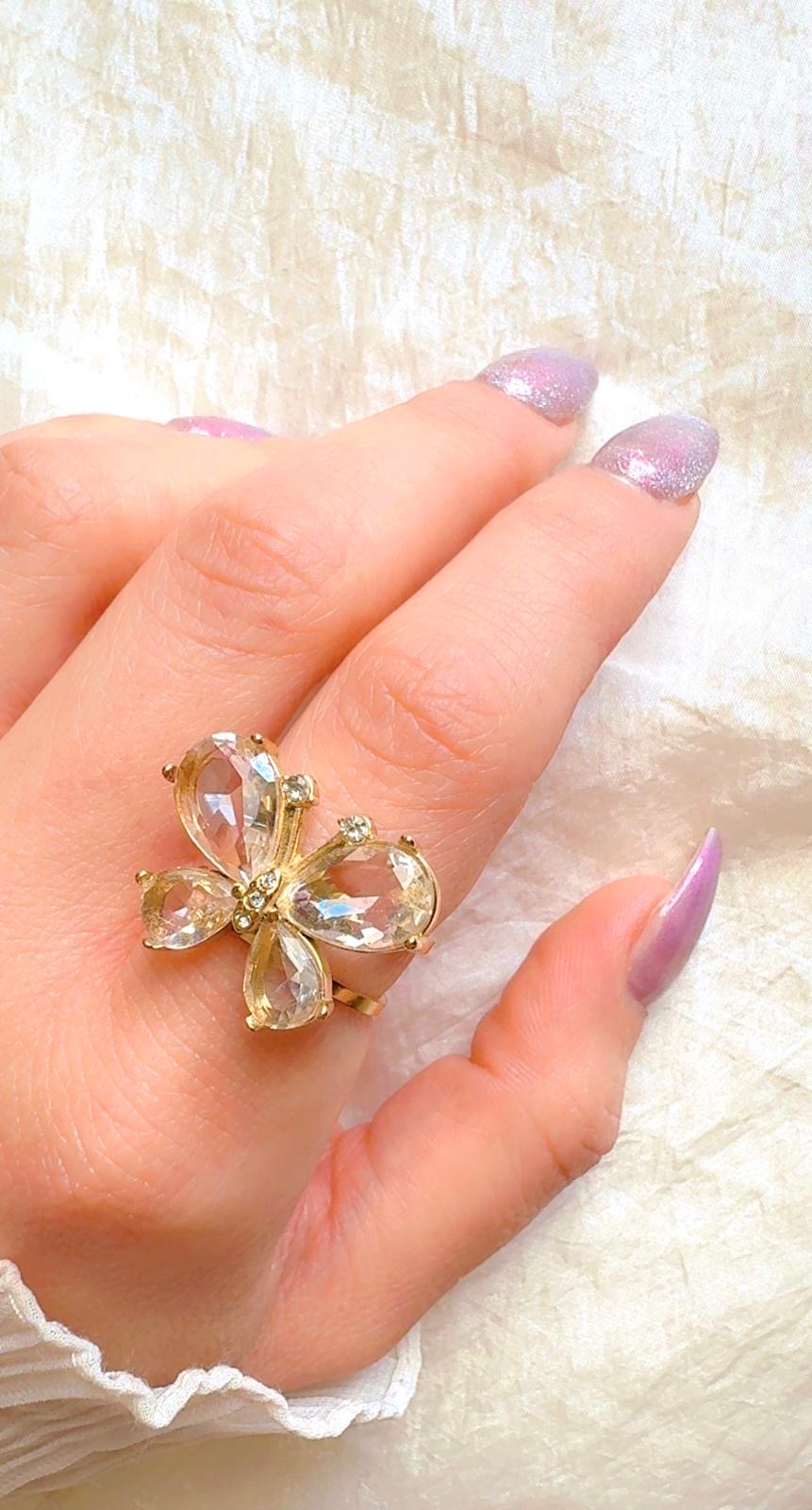 Adjustable Crystal butterfly Ring