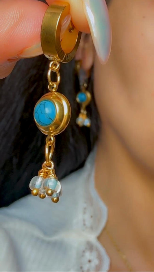 18k gold plated stainless steel turquoise earrings – non tarnish and waterproof