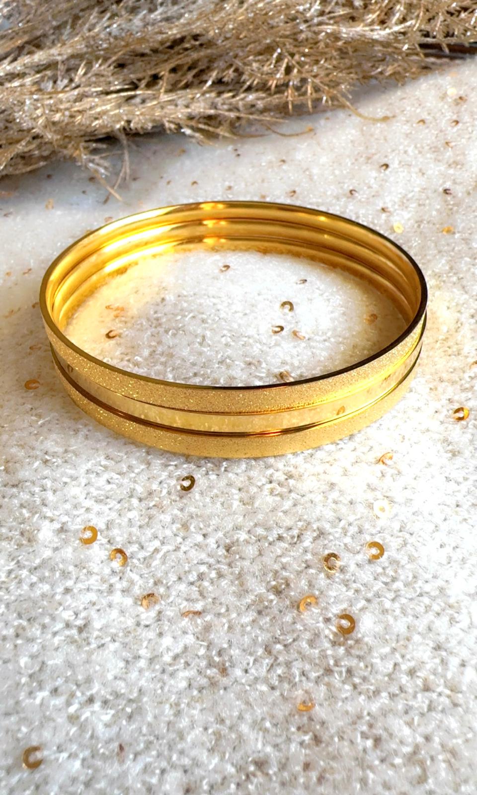 Trio of Matching Gold Stackable Bangles