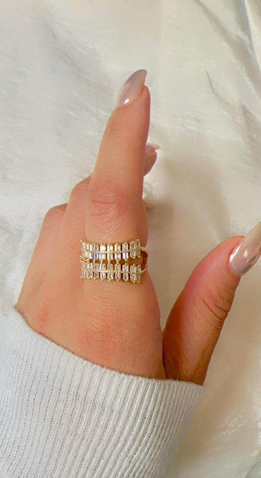 ADJUSTABLE-BAGUETTE-ZIRCON ~Ring