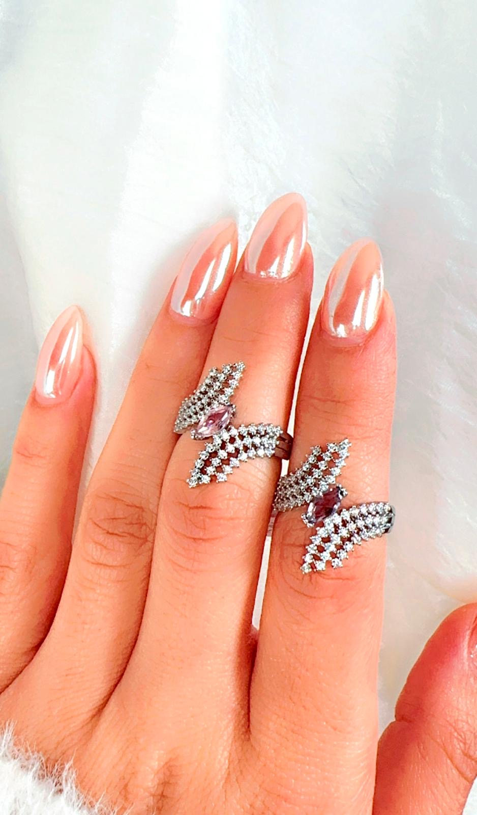 Wrap Around Inverse zircon Ring - Silver color