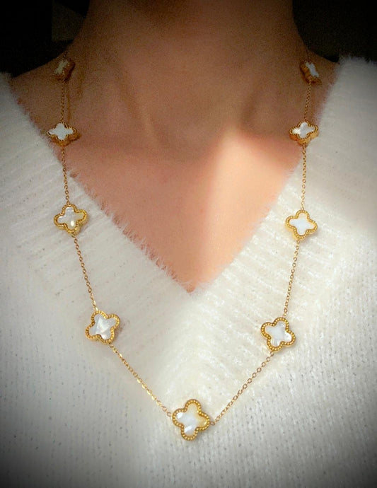 WHITE CLOVERS ~ Necklace