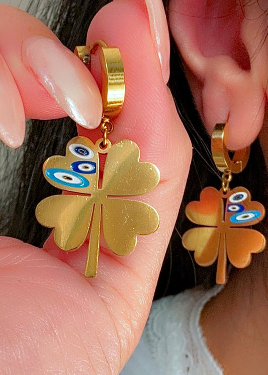 EVIL EYE CLOVERS ~ EARRINGS