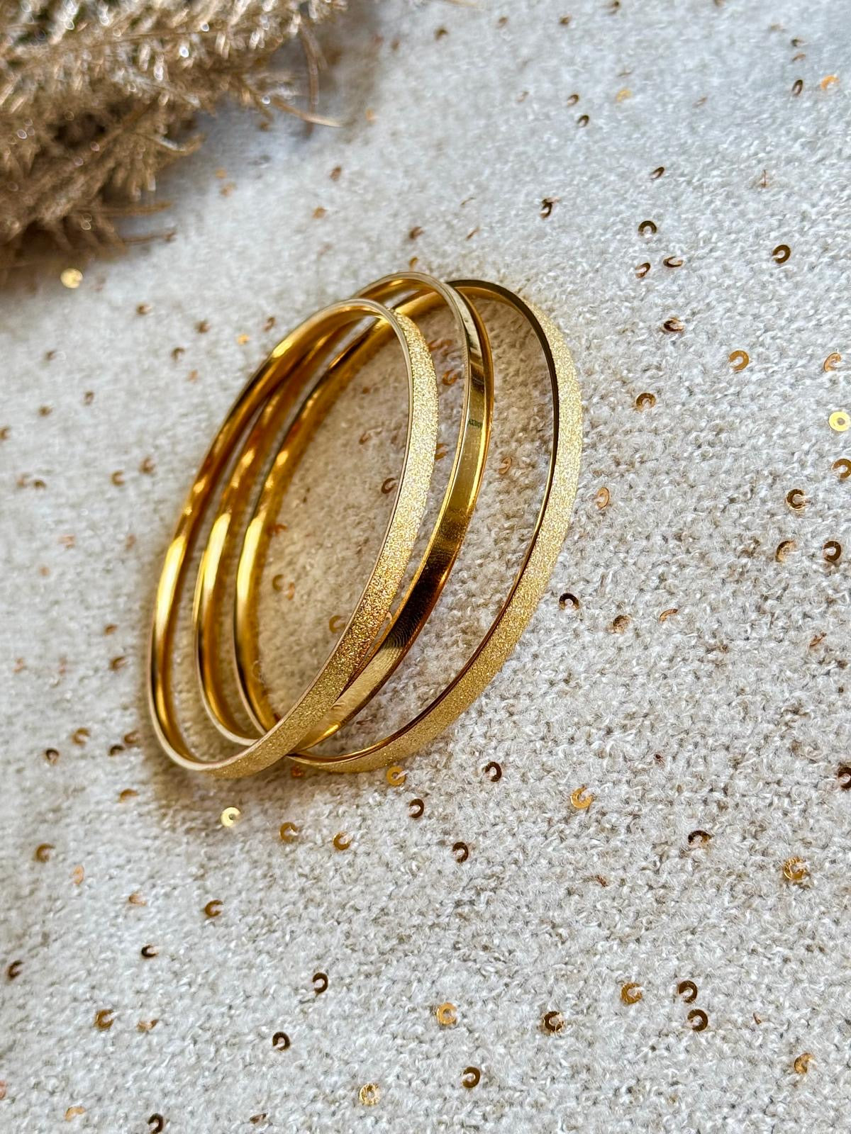 Trio of Matching Gold Stackable Bangles