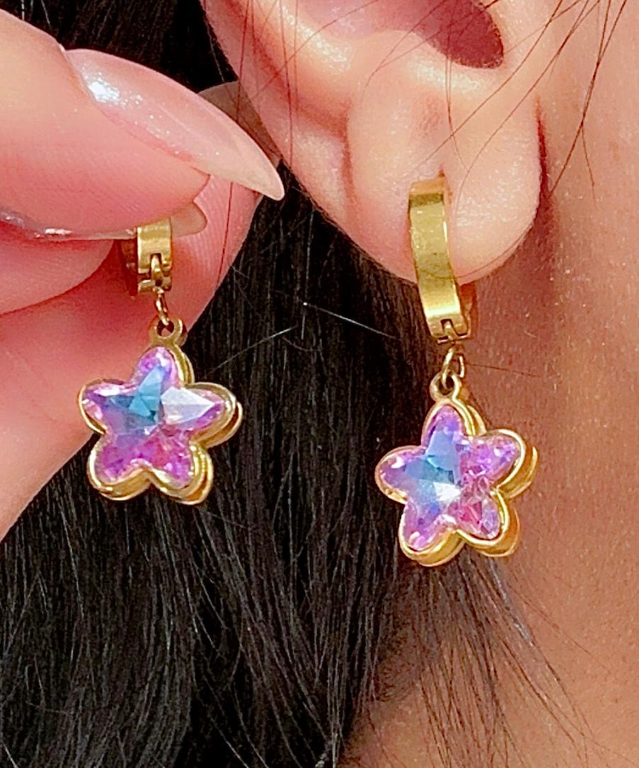 Amethyst gemstone star ~ earrings