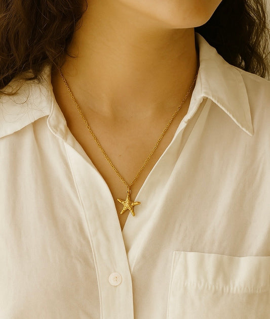 Starfish Pendant Necklace – Gold & Silver, Non-Tarnish Stainless Steel