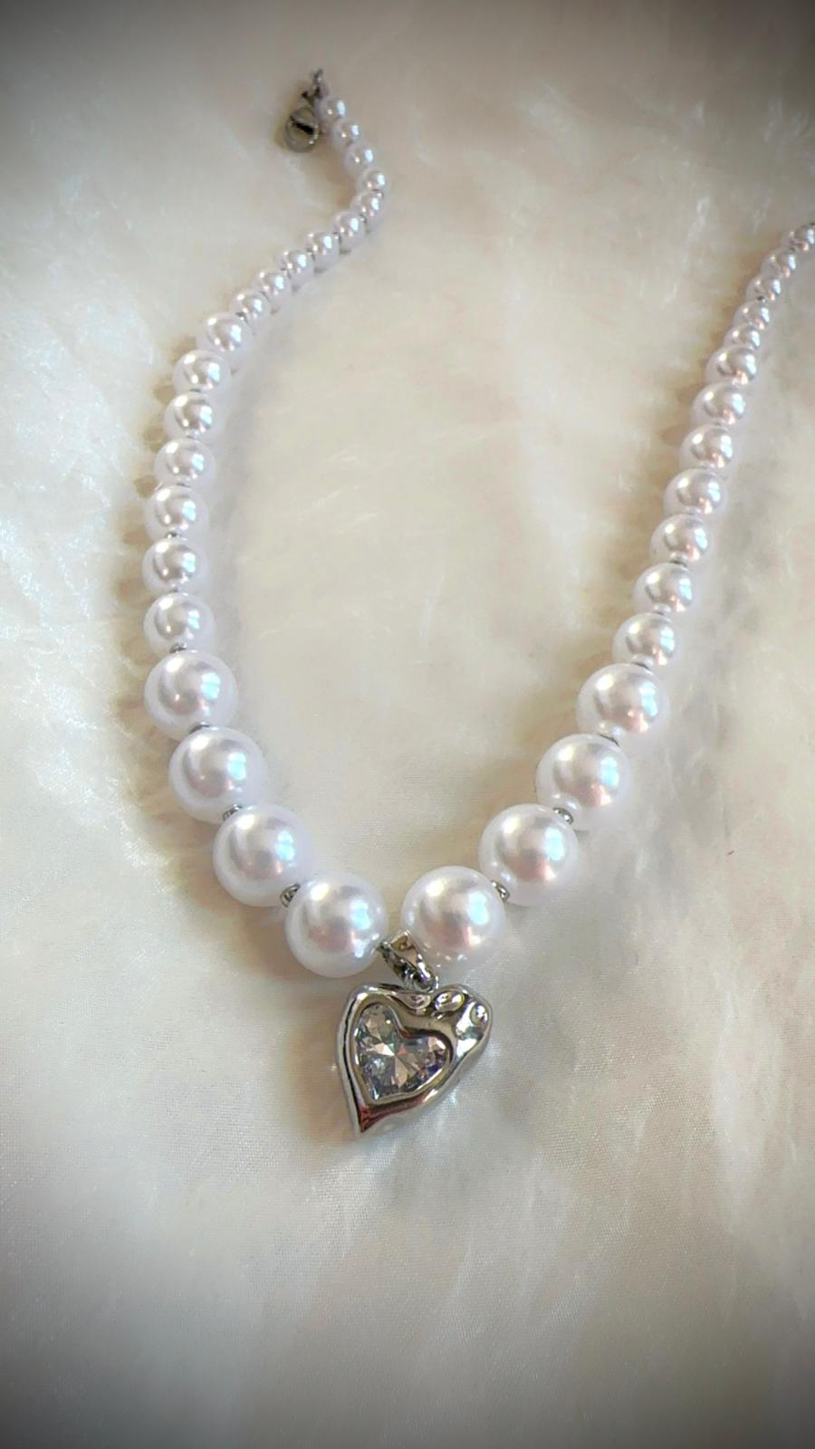 Heart ~ Pearls ~ Silver Necklace