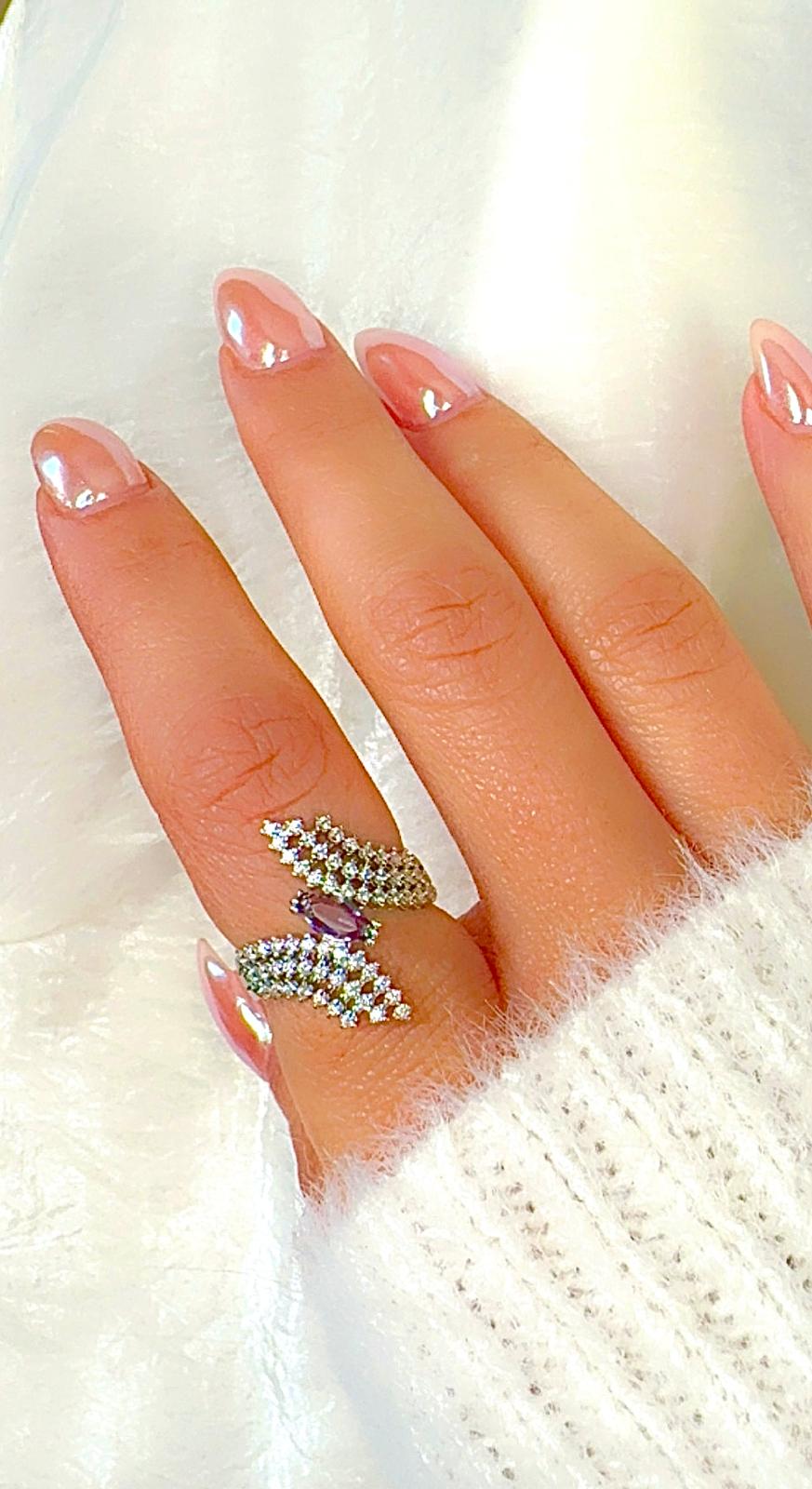 Wrap Around Inverse zircon Ring - Silver color