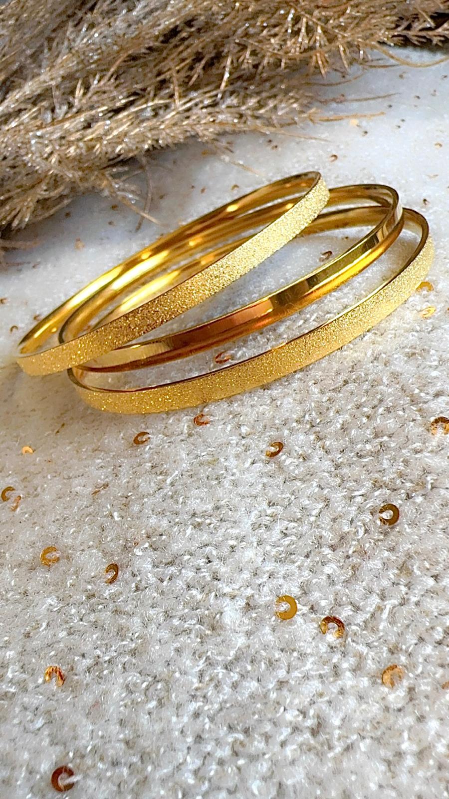 Trio of Matching Gold Stackable Bangles