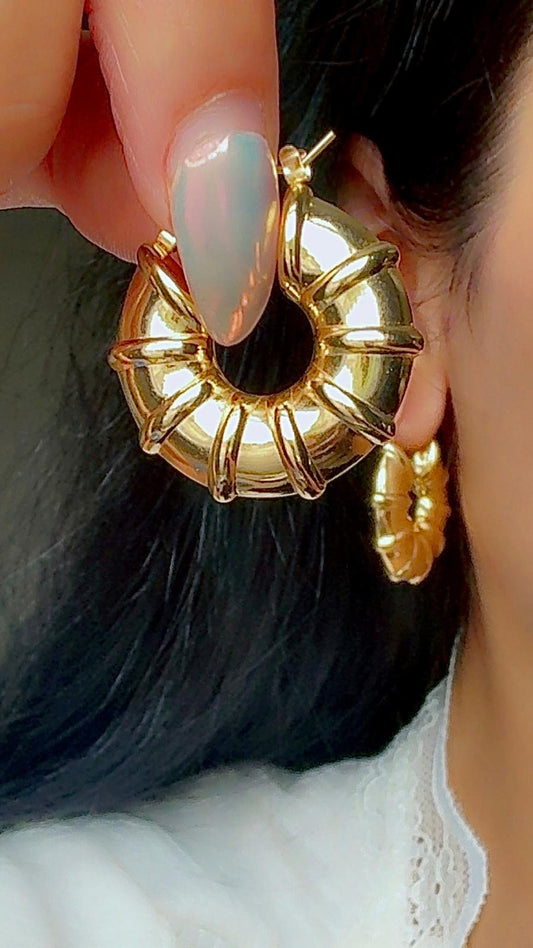 Gold & Silver Textured Hoop Earrings – Non-Tarnish Stainless Steel