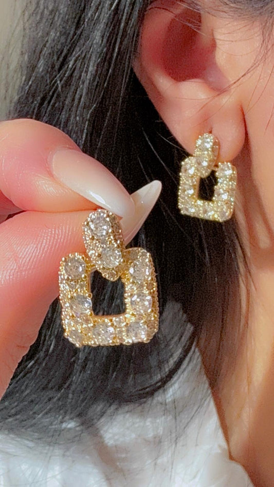 Zircon Square Earrings - Timeless Elegance with a Modern Edge
