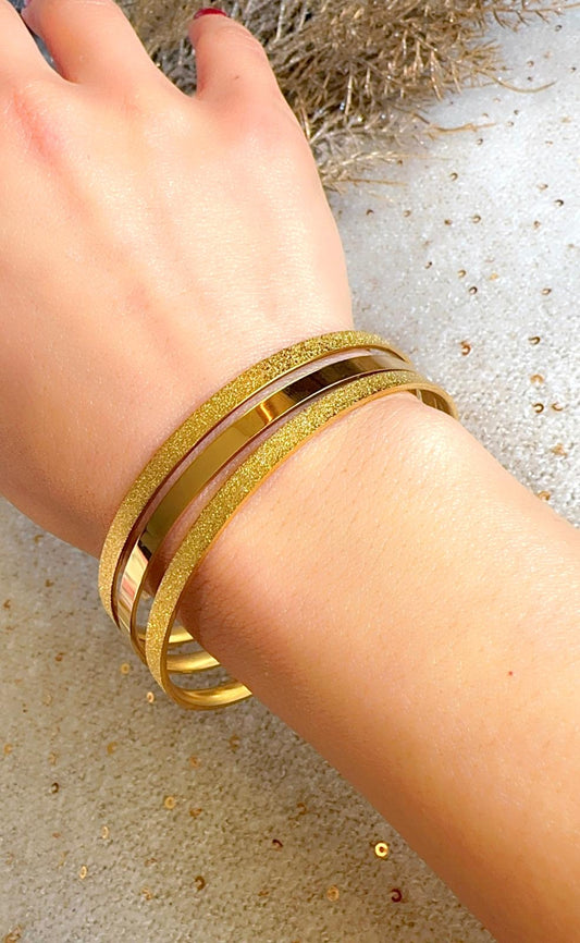 Trio of Matching Gold Stackable Bangles