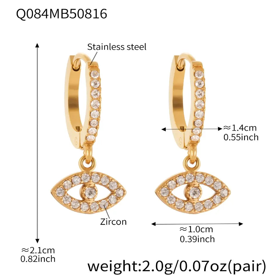18k gold plated stainless steel zircon stones earrings