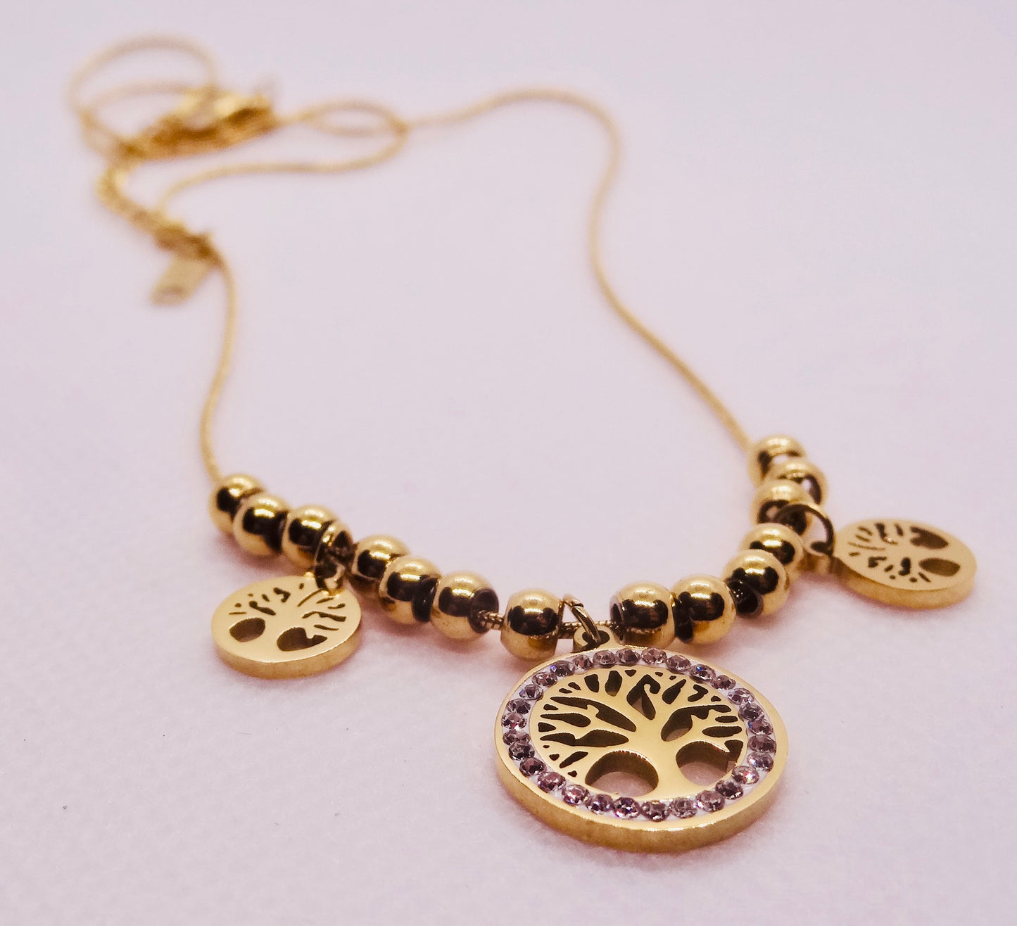 THREE MONEY TREE CIRCLES NECKLACE