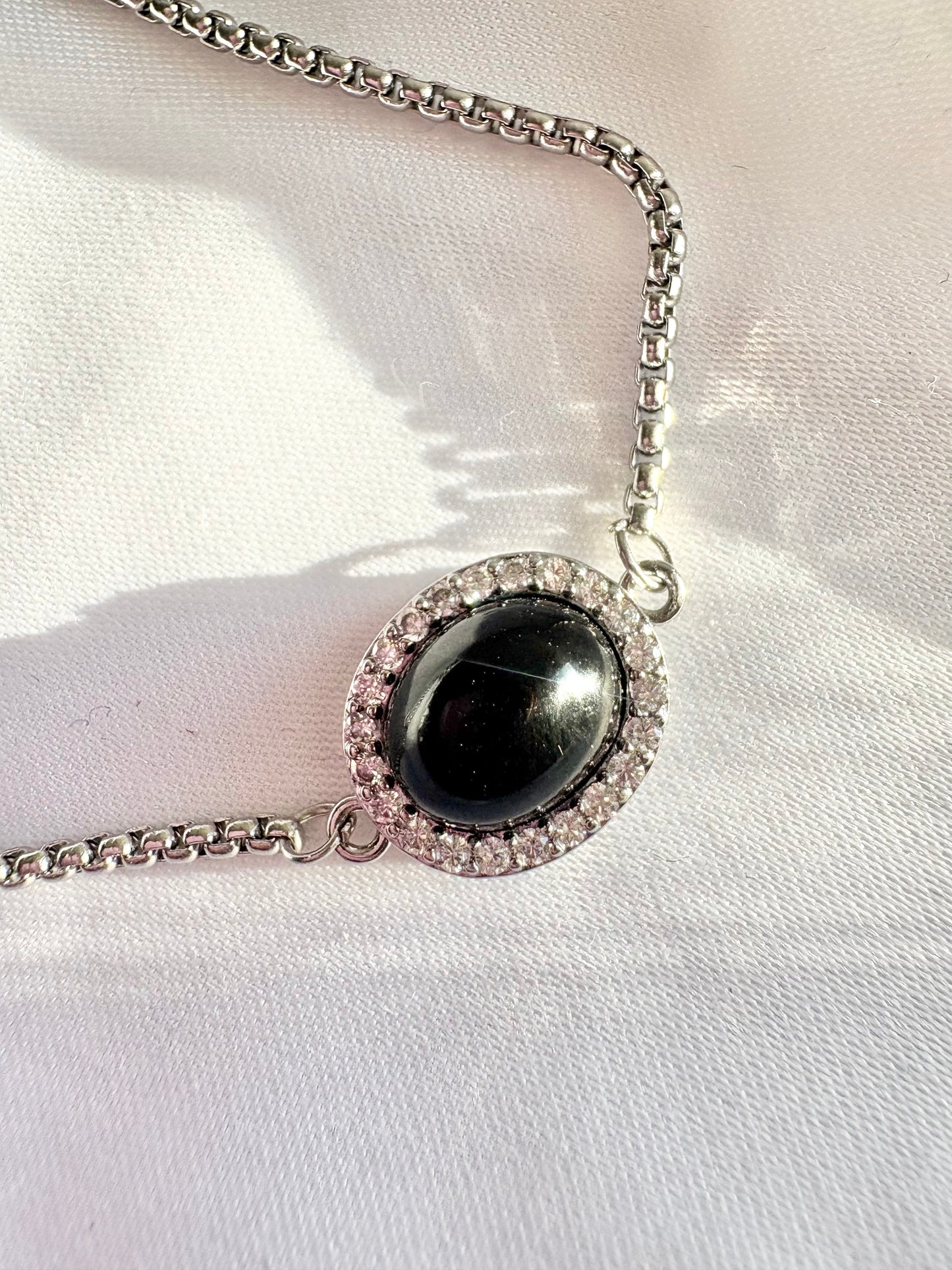 Minimal black obsidian-inspired bracelet