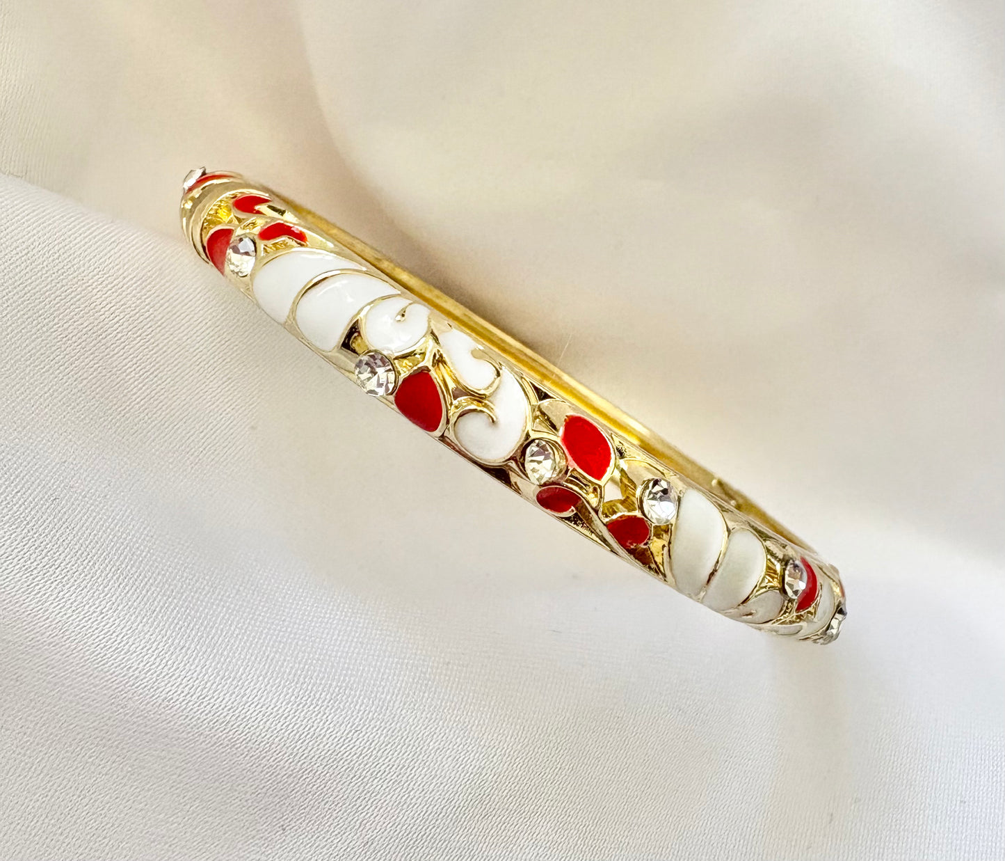 Stainless steel gold plated bangle with hinge