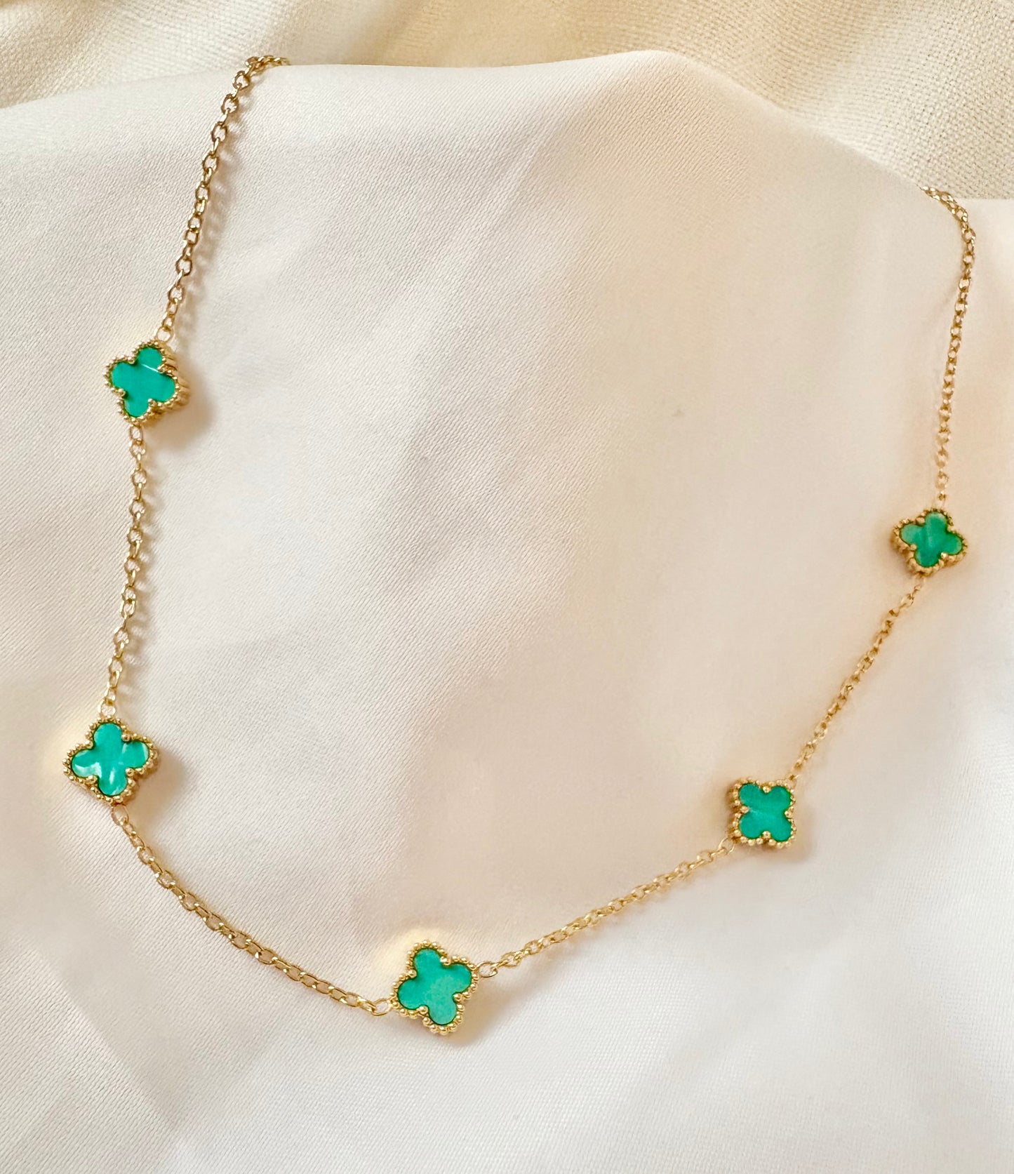 Waterproof turquoise clover necklace for everyday wear
