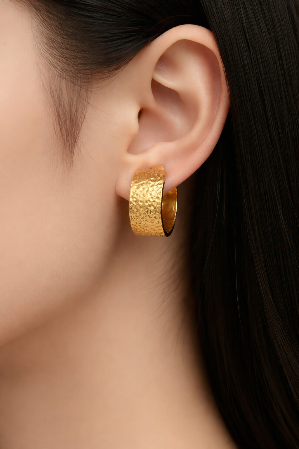 Gold hoop earring latch back closure