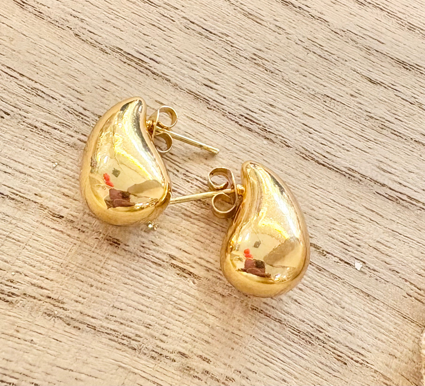 Gold teardrop earrings non-tarnish